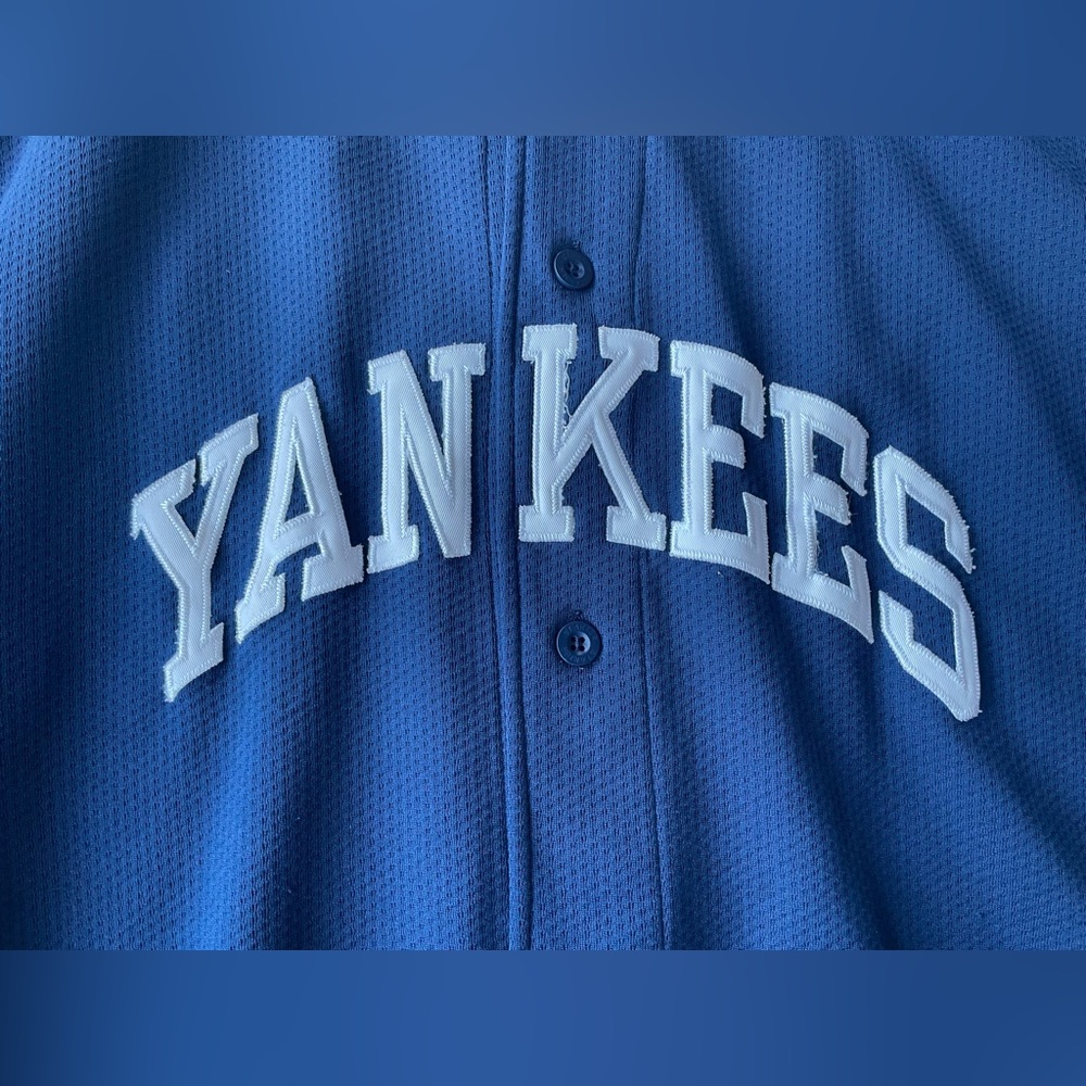 Starter YANKEES Derek Jeter 2 Jersey Baseball Button Down Mens XL Blue Christmas - Picture 4 of 14